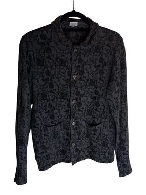 CP SHADES gray Floral Velvet Shirt Jacket S Shaket Boho Boxy